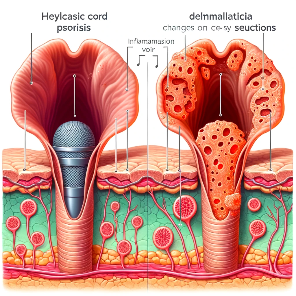 Vocal cord function and dermatological conditions