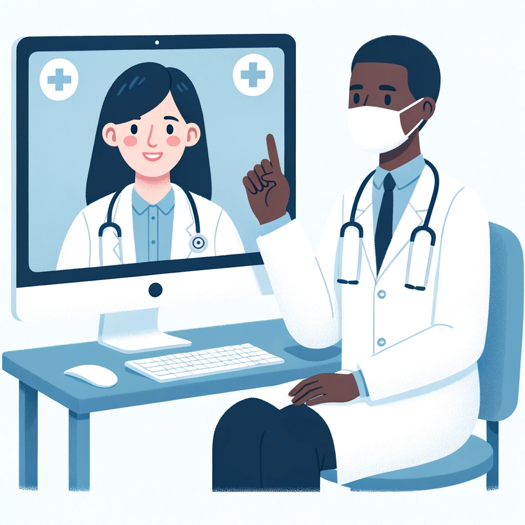Doctor and patient in a teleconsultation