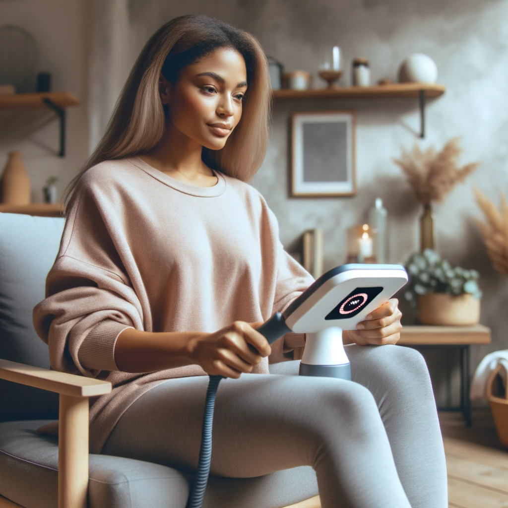 Patient engaging with RPM device in home setting