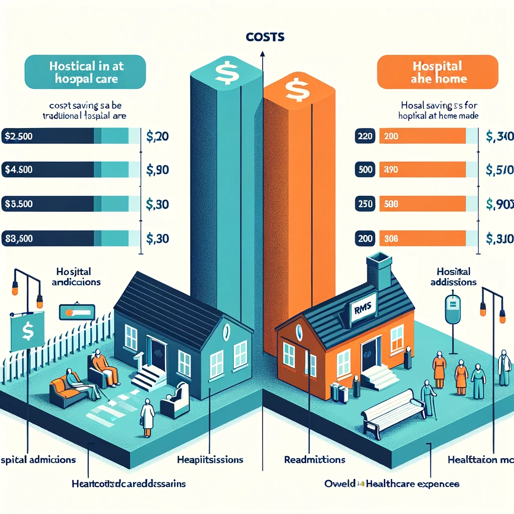 Chart comparing costs of traditional hospital care and Hospital at Home model enabled by RPM technology